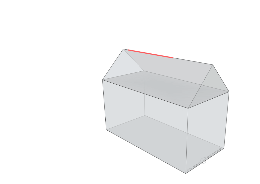 Zeichnerische Dachausmittlung - gleichmäßige Dachneigung - Dachfirst 3D