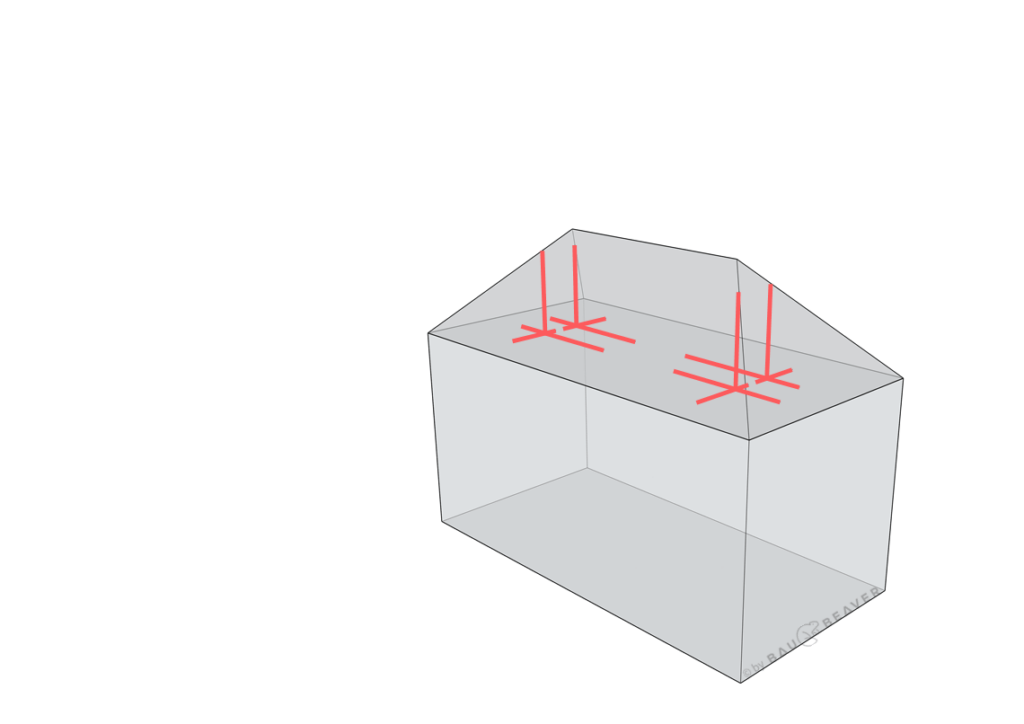 Zeichnerische Dachausmittlung - gleichmäßige Dachneigung - Trauflinien 3D