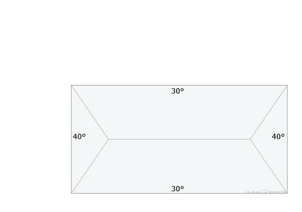 Zeichnerische Dachausmittlung - ungleiche Dachneigung - Dachneigungswinkel 